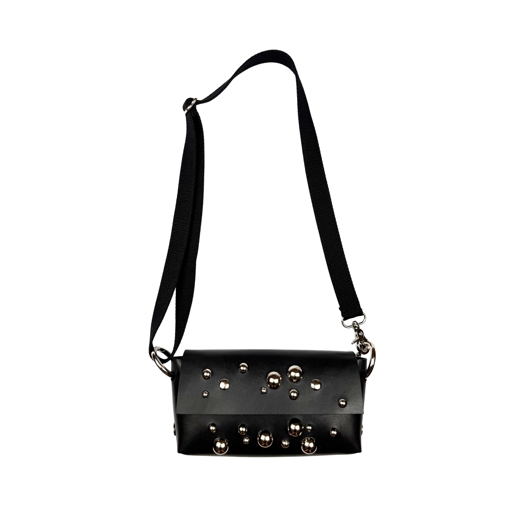 Embellished Leather Baguette Bag