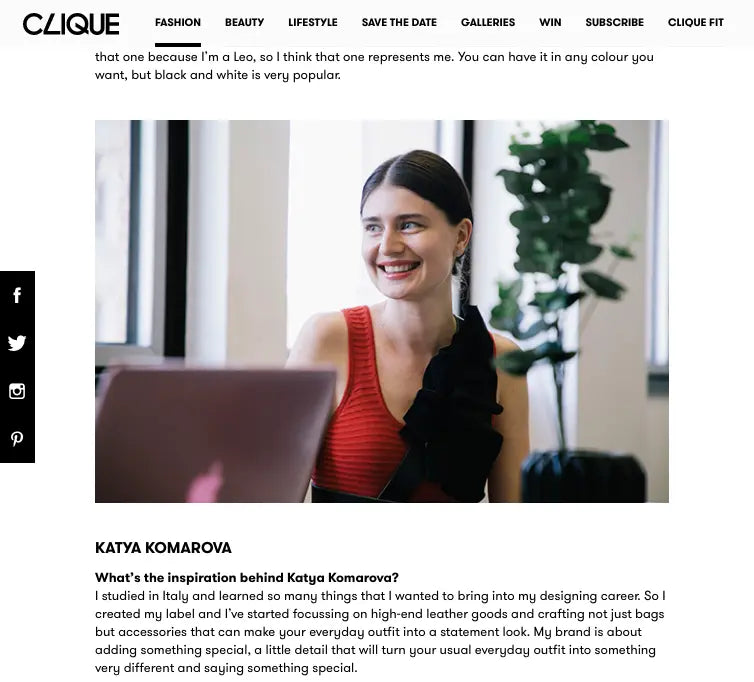 Clique Mag about the new co-working showroom with Katya Komarova Katya Komarova
