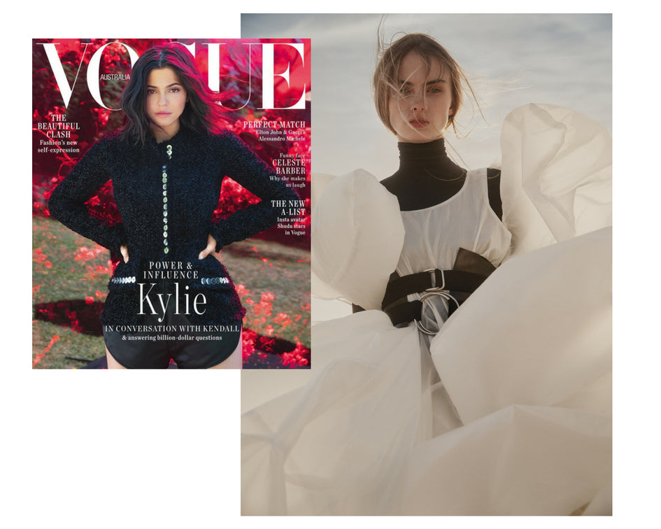 Vogue Australia. September Issue: Katya Komarova Double Belt Corset feature Katya Komarova
