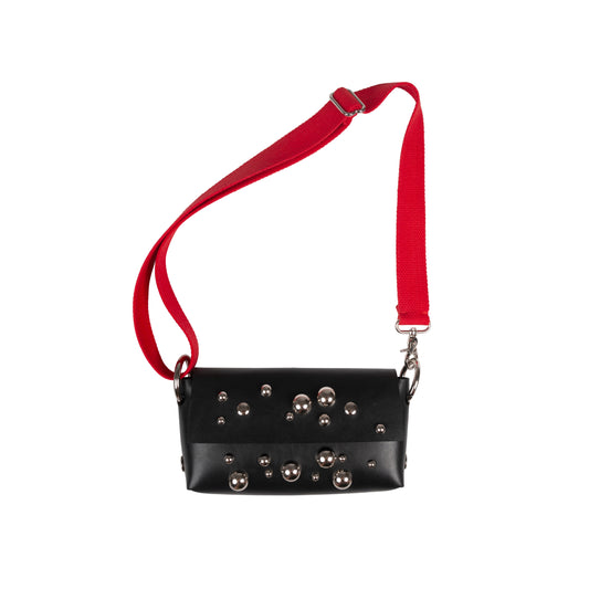 Embellished Leather Baguette Bag